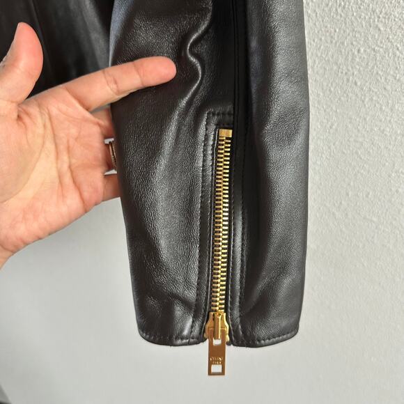 Celine Pure Collar Jacket with Snap Buttons in Soft Lambskin  Size 34 New - Picture 10 of 13